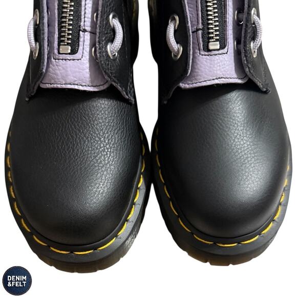 NEW Dr Martens 1460 Zip Heart Virginia Leather Lace Up Combat Boots Black Purple - Picture 8 of 16